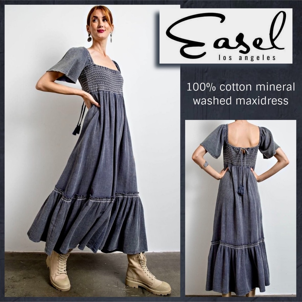 EASEL SALE! TAP LIKE FOR OFFER! Mineral Wash Cotton Smocked Decorative Stitching